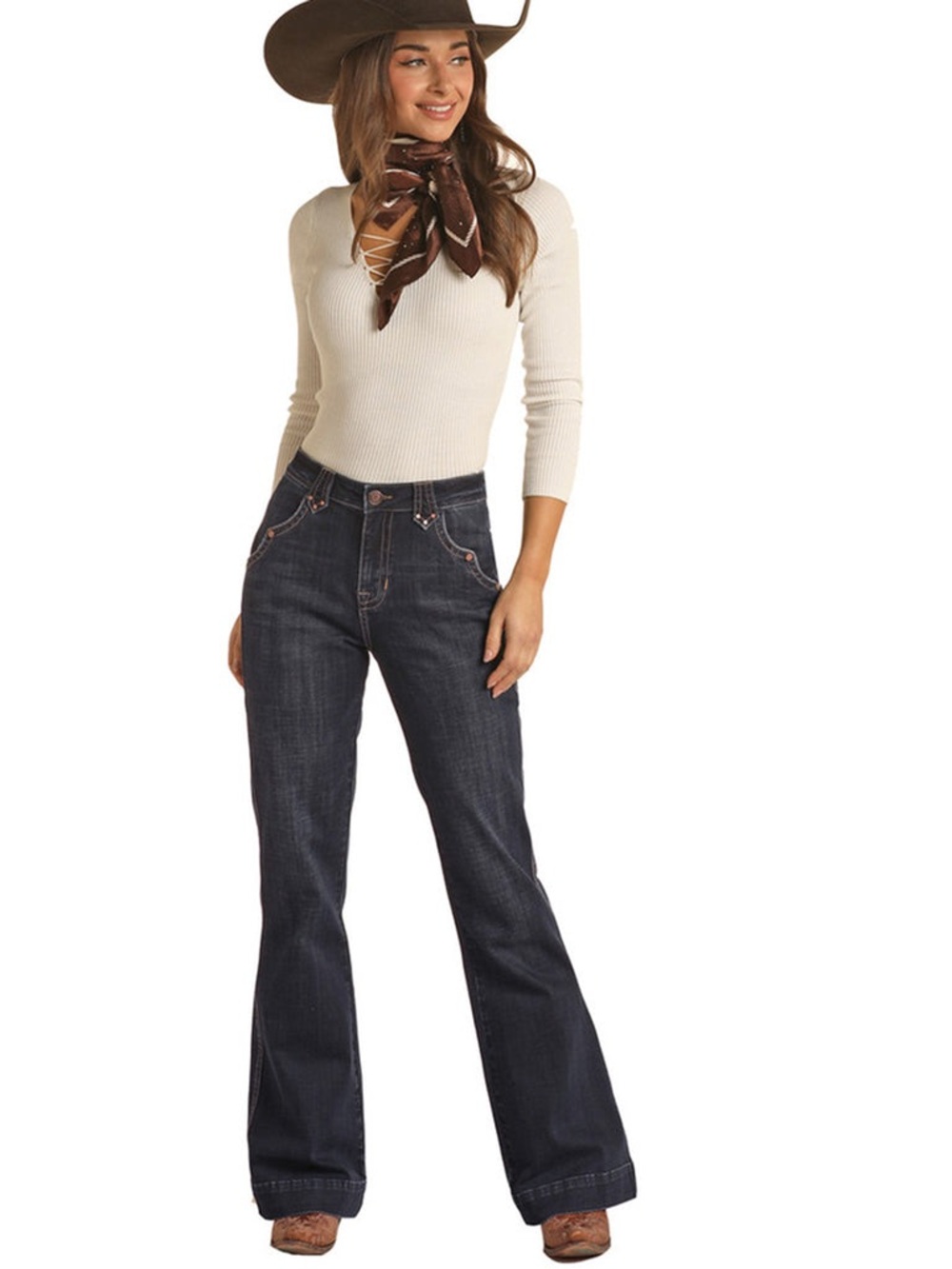 Rock & Roll Cowgirl High Rise with Rivets Trouser size 34 - never worn